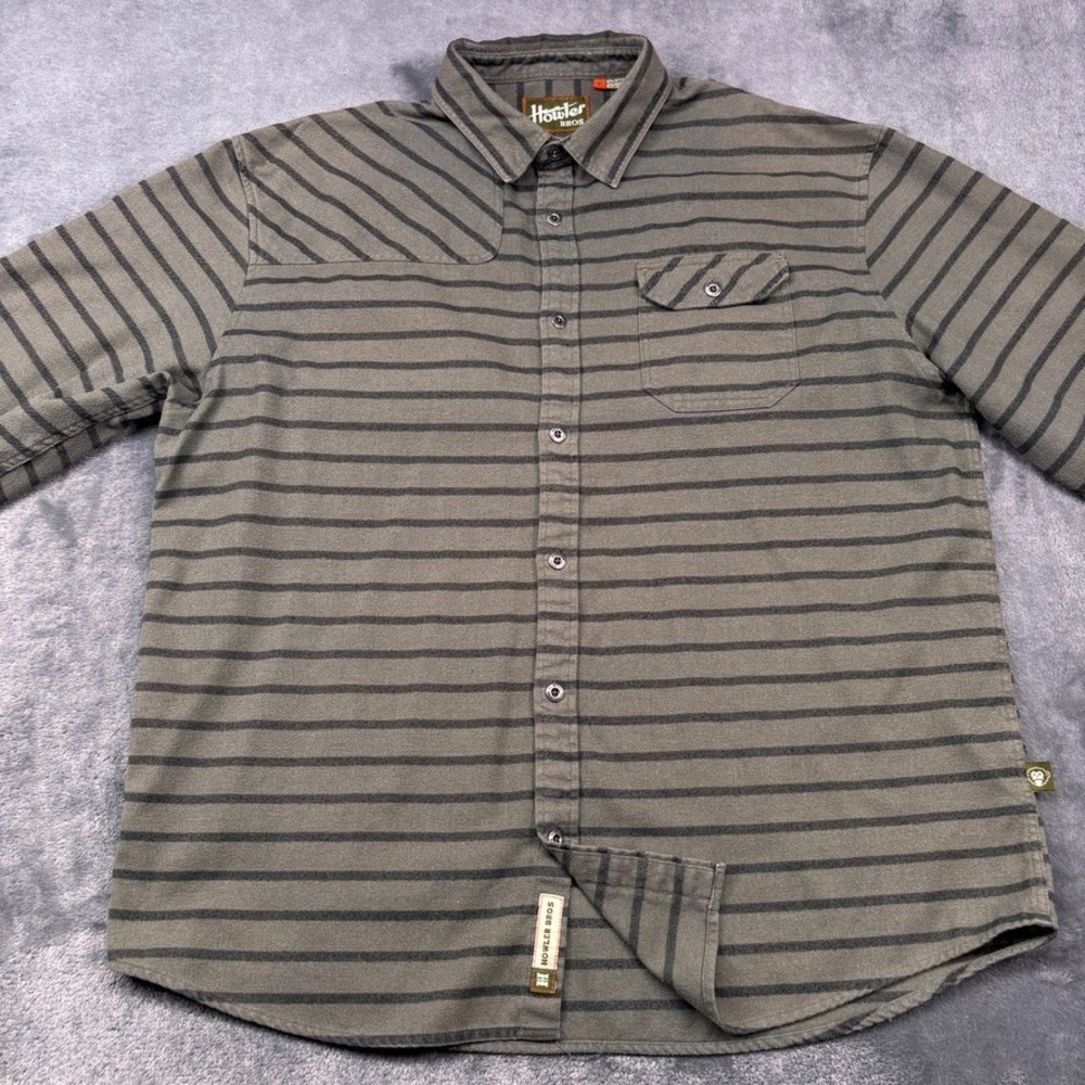 Howler Bros Flannel Shirt Men XL Gray Striped Heavyweight Outdoors Hiking Casual
